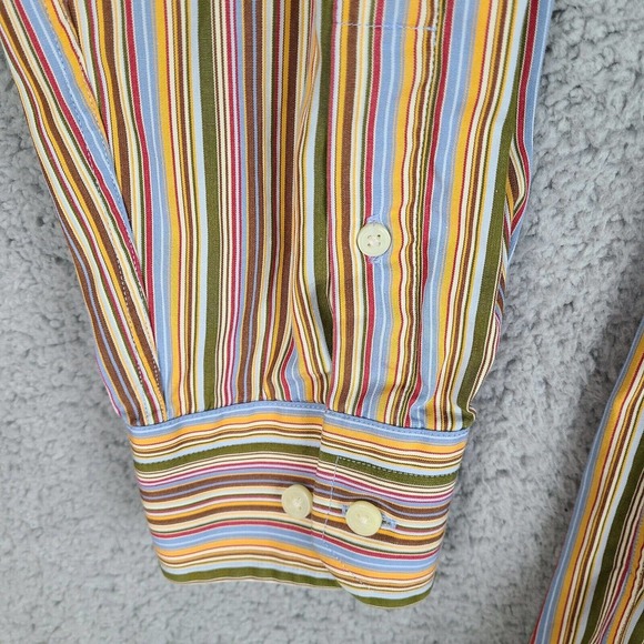 Express Shirt Mens Large Striped Premium Woven Cloth Long Sleeve Button Down - Picture 6 of 12